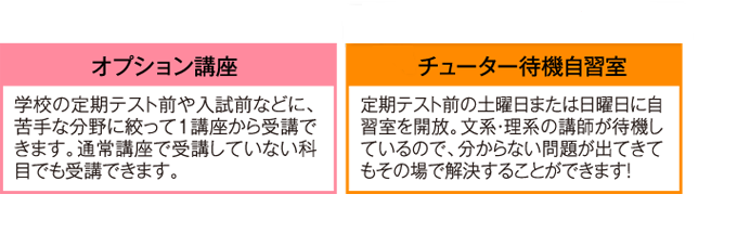 特別講座 特別講座・オプション講座・チューター待機自習室